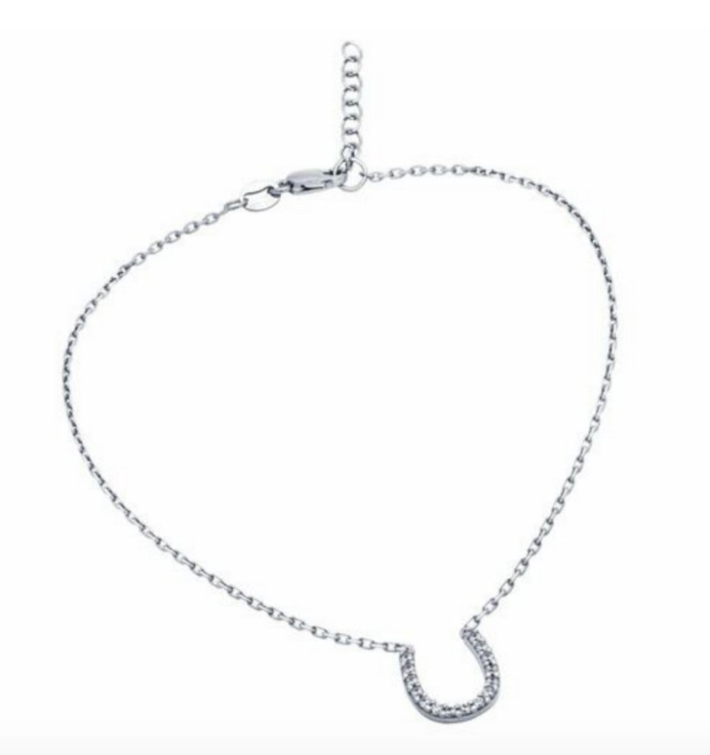 Rhodium 925 Sterling Silver Anklet with Austrian Crystals (1 of 2)