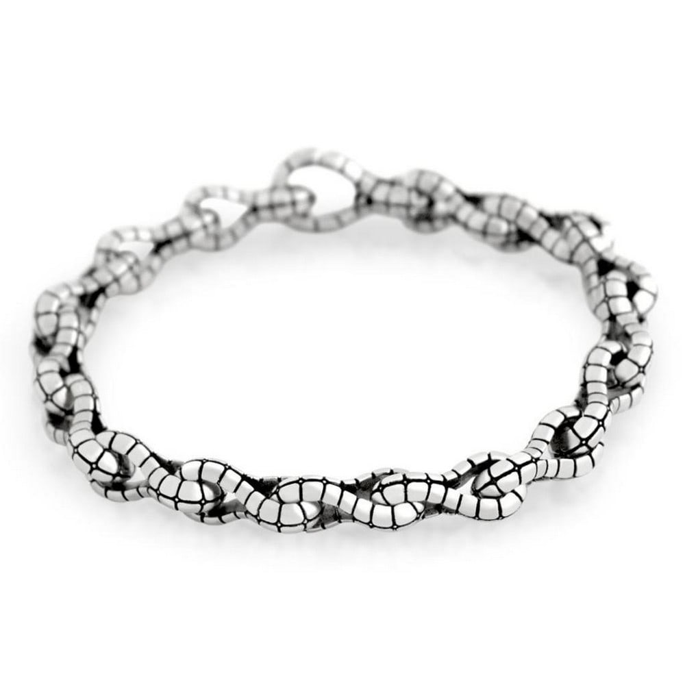 925 Sterling Silver Twisted Blade Silver Alligator-Link Bracelet: 925 Sterling Silver Twisted Blade Silver Alligator-Link Bracelet Twisted Blade is crafted from .925 Sterling Silver, featuring a silver alligator-link bracelet that is hand-crafted to utter perfection