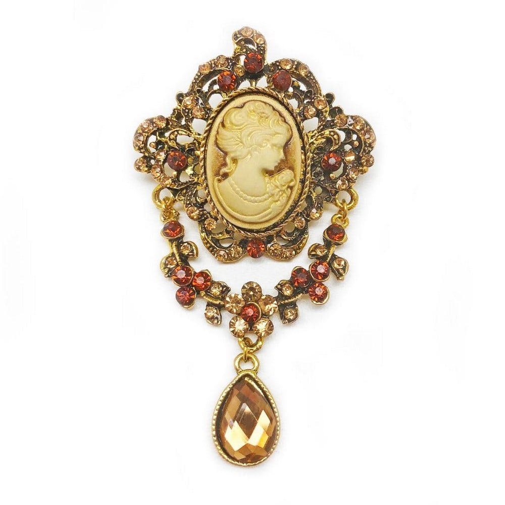Bejewelled Ladies Elegant Cameo Brooch (1 of 3)