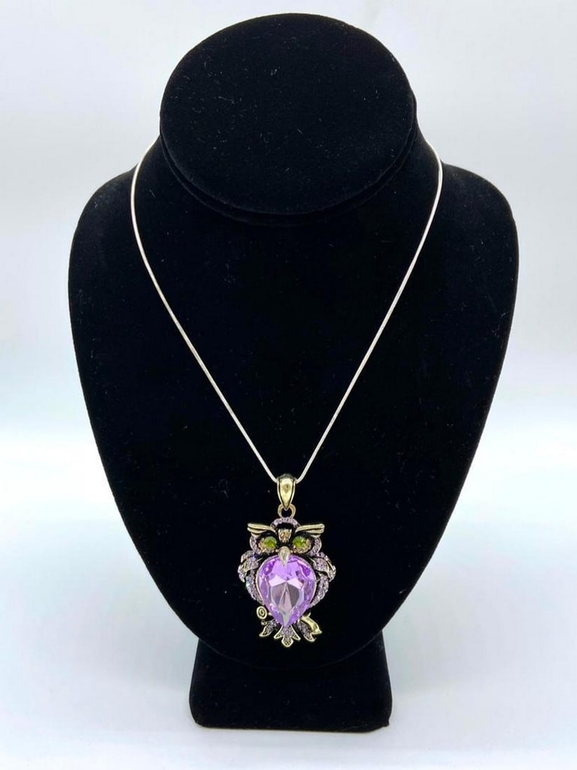 Bejeweled Purple Owl Pendant: Bejeweled Purple Owl Pendant View Photos For Further Details.
