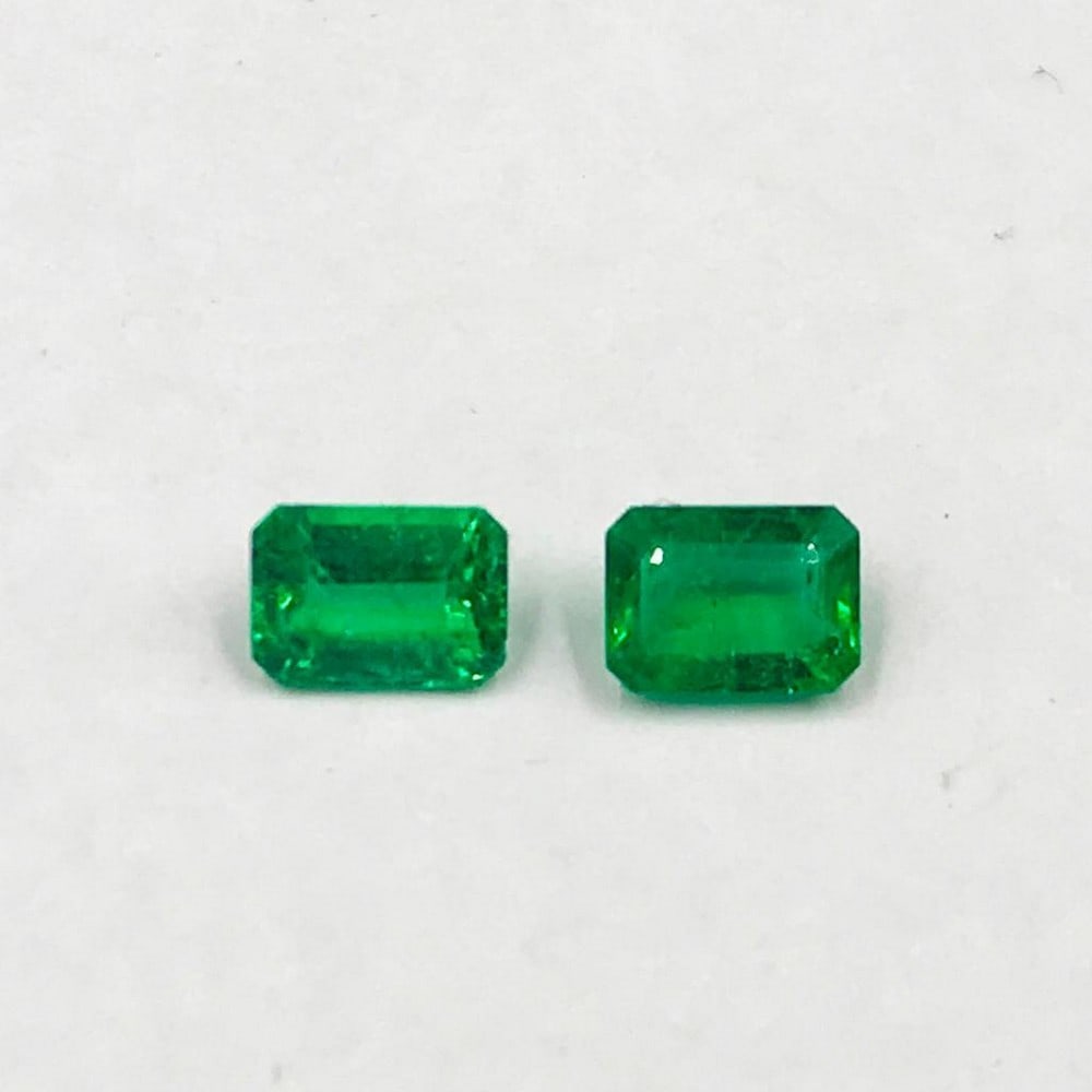 Pair of Faceted Emerald Octagons: Pair of Faceted Emerald Octagons For many, emerald is considered to be the symbol of rebirth. It is also believed to represent good fortune, youth, balance, growth, peace, and foresight Size-