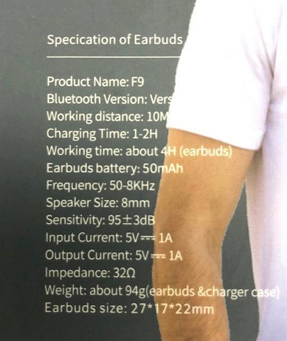 F9 True Wireless Headset Bluetooth Version: 5.0 - 3