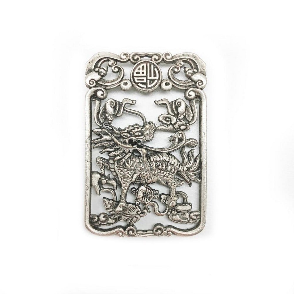 Exquisite Chinese Tibetan Silver Hand Carved Foodog (1 of 3)