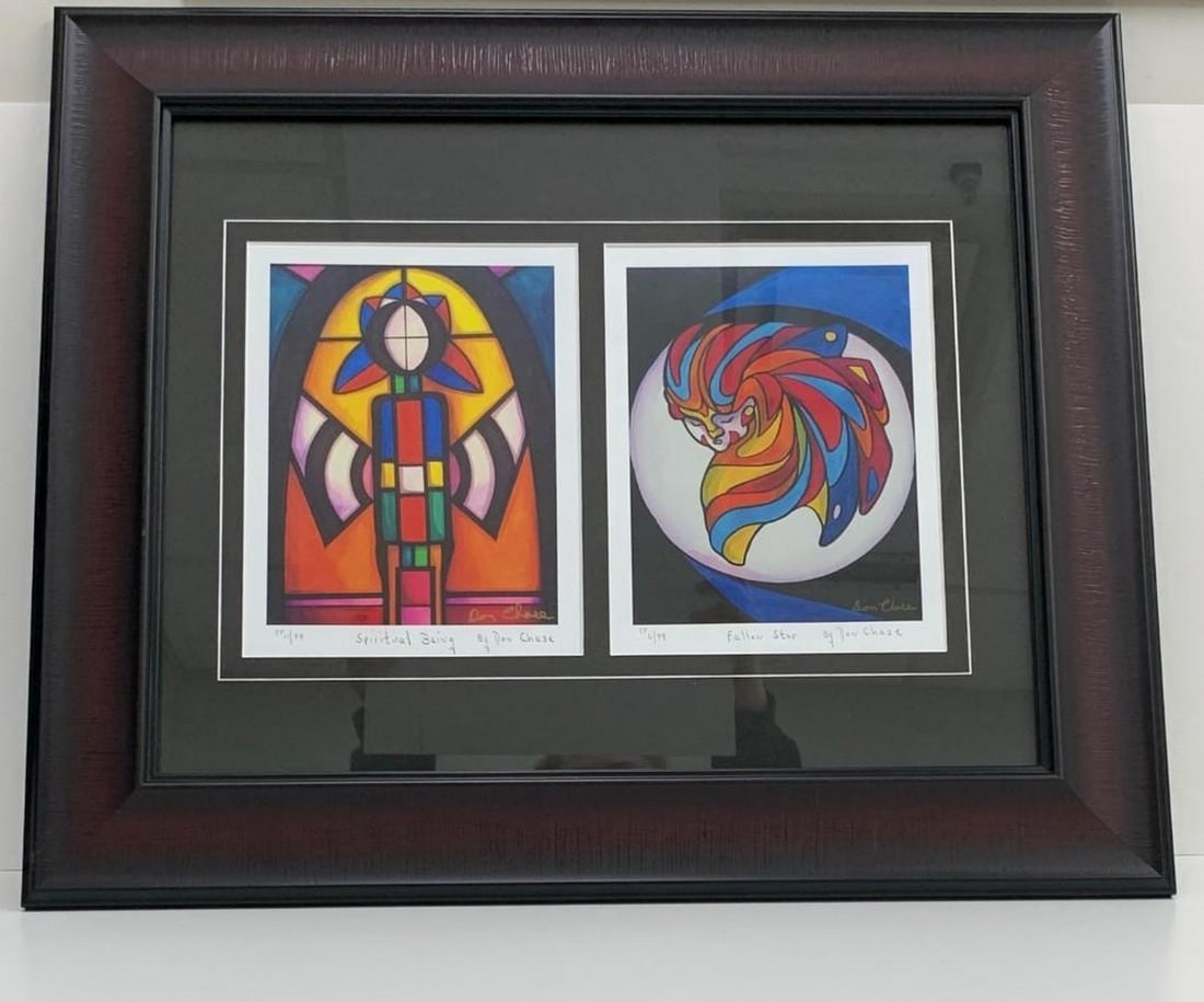 Multi-Opening Framed "Spiritual Being" and "Fallen Star" By Don Chase: "Spiritual Being" and "Fallen Star" By Don Chase. P.P. 11/99 P.P. 6/99 SIZE: 21.5" x 25.5" View Photos for Further Details.