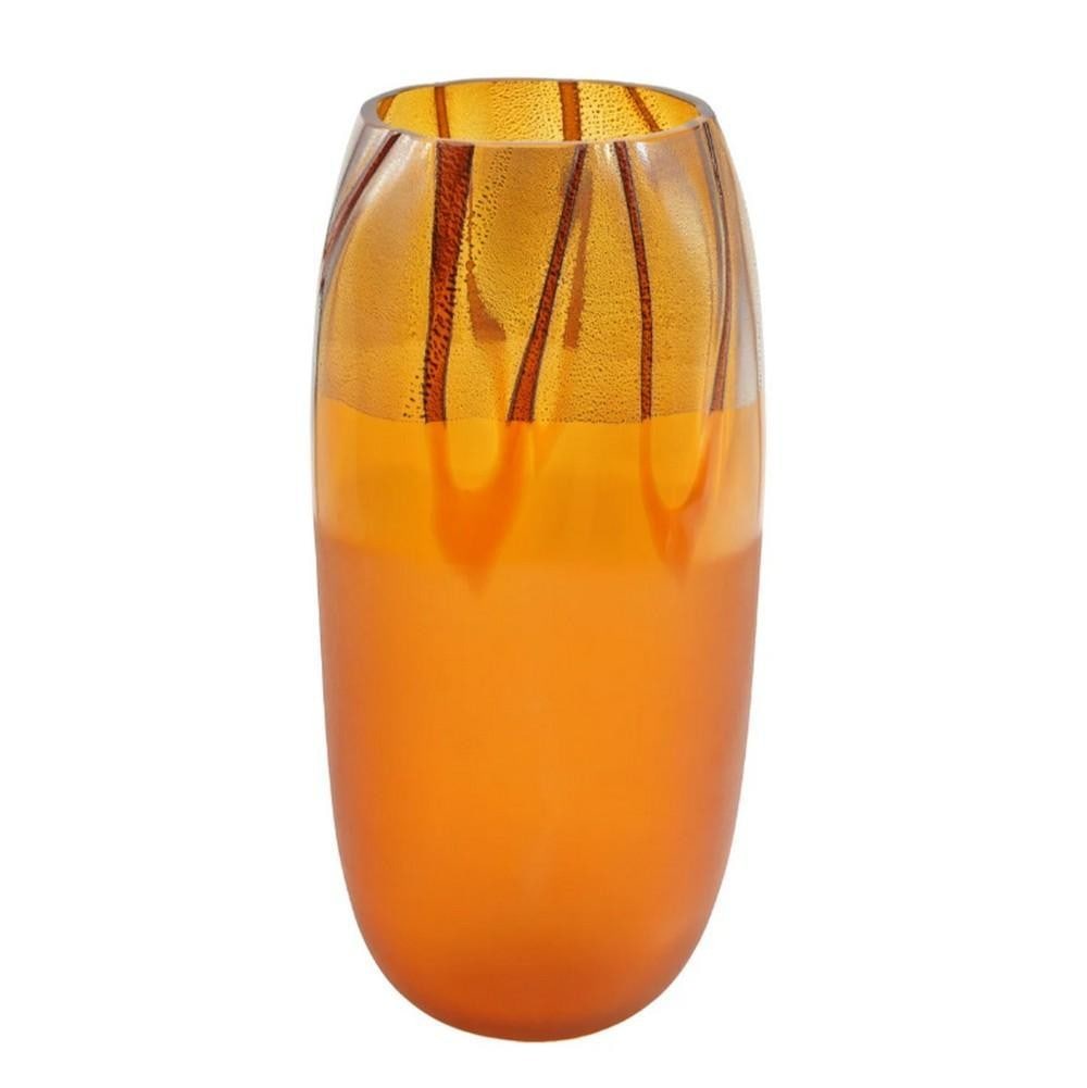 Murano Amber Glass Vase with Gold Leaf (1 of 6)