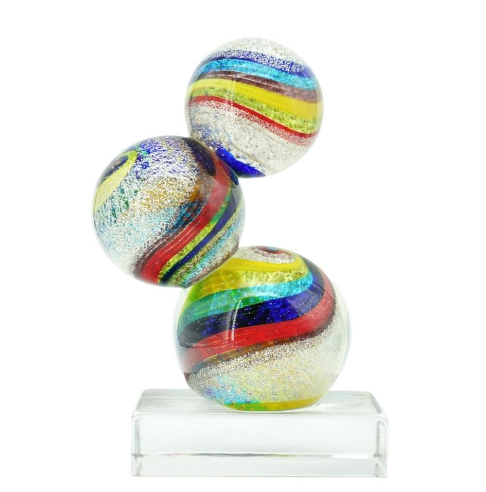 Three Galaxy Sculpture – Abstract Murano Glass Design: Three Galaxy Sculpture – Abstract Murano Glass Design This abstract Murano glass sculpture features vivid colors and dynamic form, hand-crafted according to the ancient Venetian glassmaking