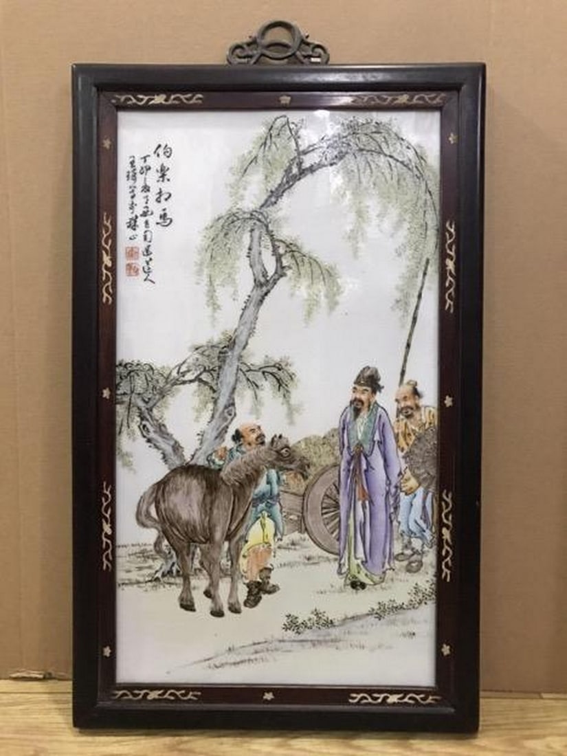 Story plaque by Wang Qi: Story plaque by Wang Qi Chinese Name: ??? ????????＂???＂ ????? ???? ???? Dimensions: height 61cm x width 37cm Please view photo for further details.