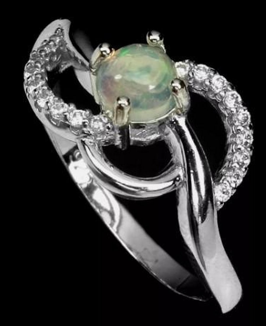 Sterling Silver Fire Opal CZ Statement Ring - 2