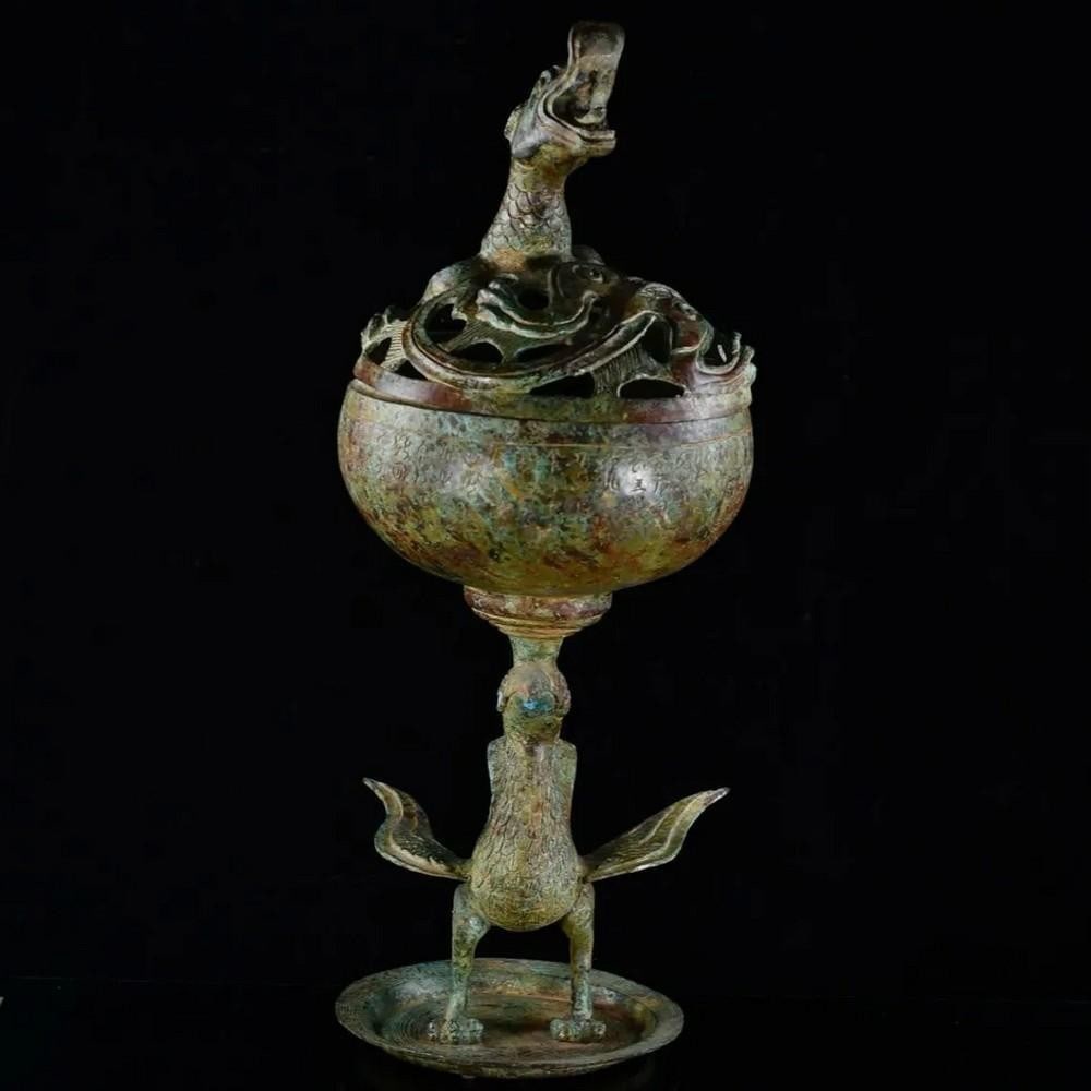 Antique Chinese Dragon Head Bronze Incense Burner (1 of 8)