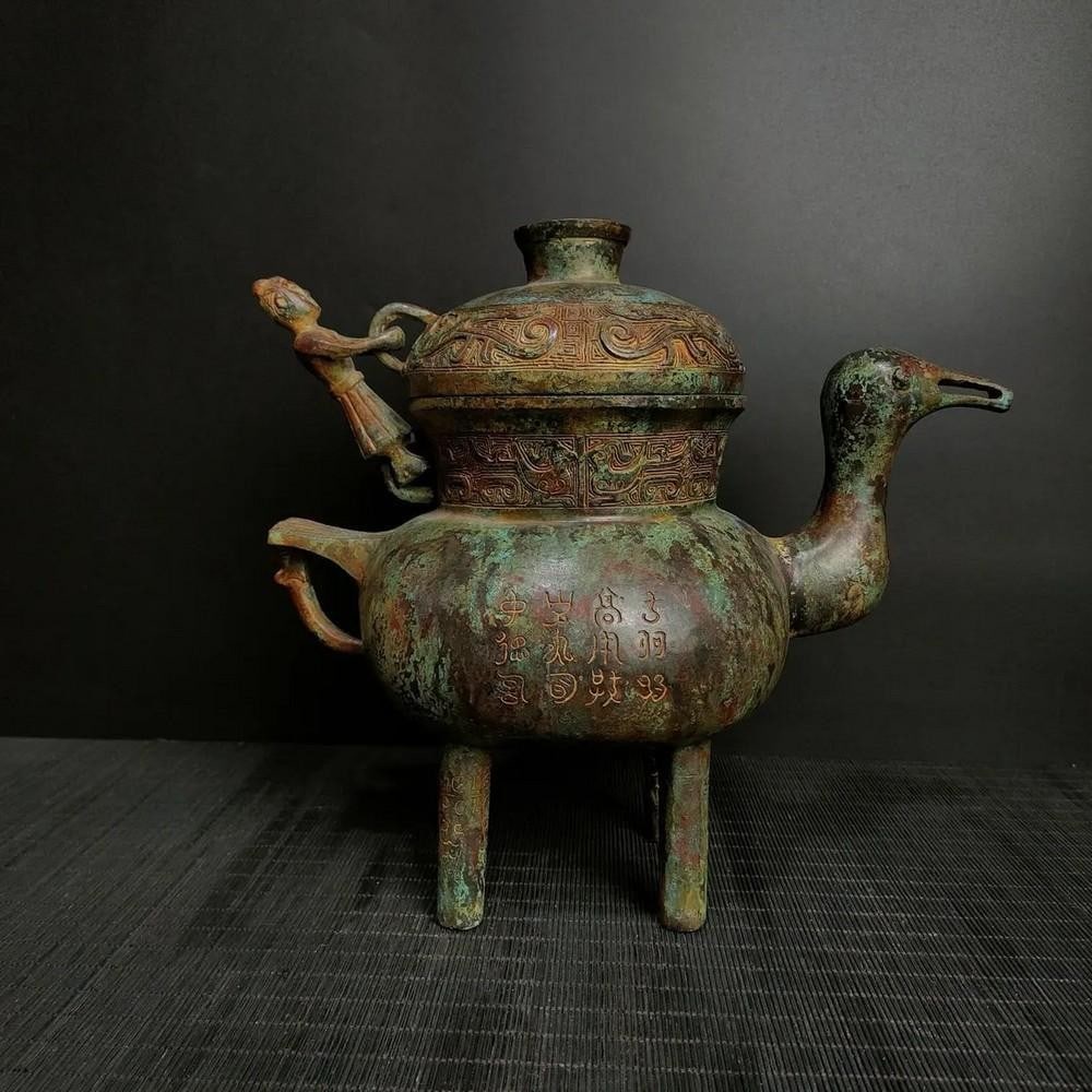 Antique Chinese Duck Shaped Bronze Pot Ornament (1 of 8)