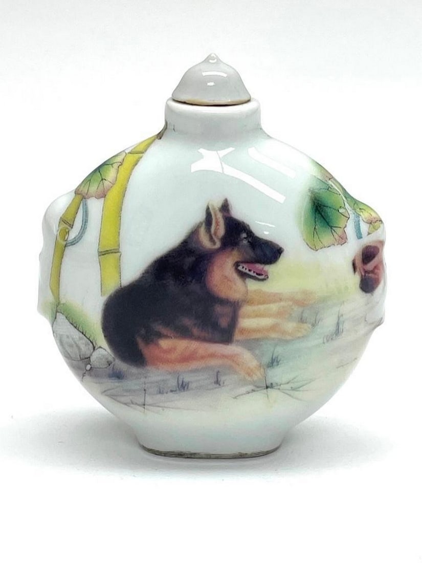 Good Quality Large Chinese Porcelain Paintting *2Dogs* (1 of 2)