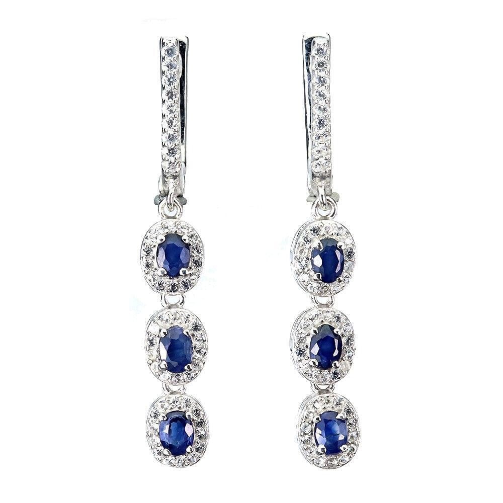 Radiant Blue Sapphire Topaz Gemstone Earrings in 925 Sterling Silver: Radiant Blue Sapphire Topaz Gemstone Earrings in 925 Sterling Silver Add a touch of elegance to your look with these Radiant Blue Sapphire Topaz Gemstone Earrings. Crafted in 925 sterling silver, eac