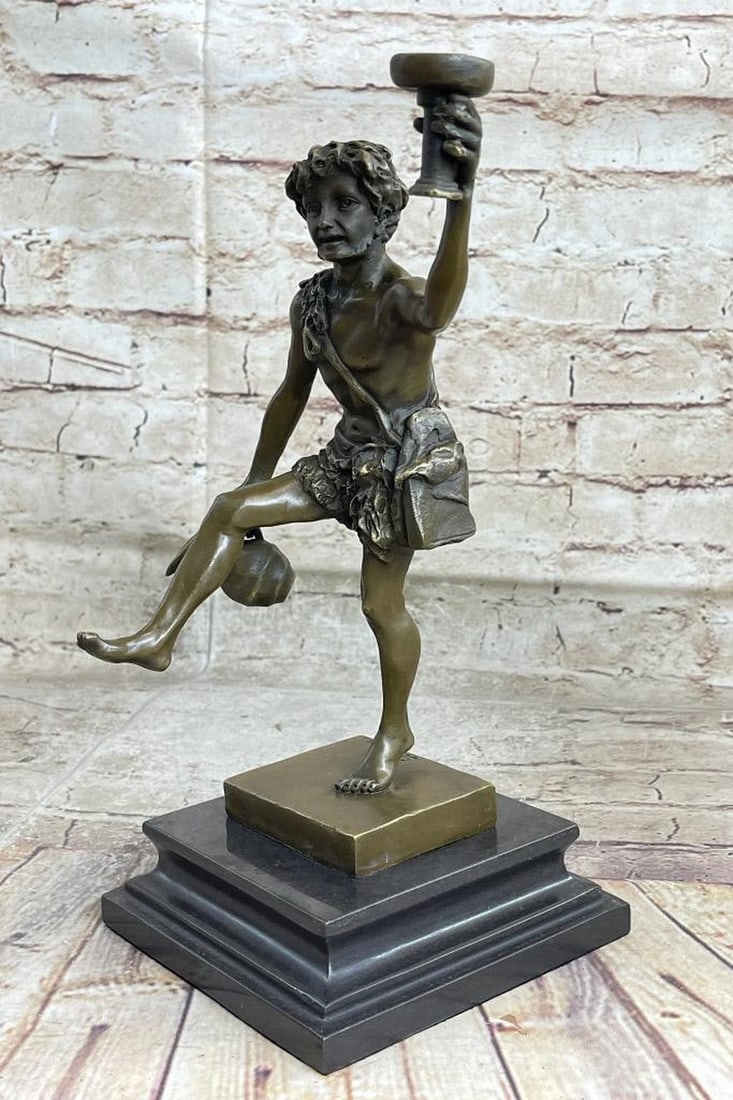 Schaffert’s Reproduction Bronze Sculpture of Dionysus with Marble Base – 11" x 5.5": Schaffert’s Reproduction Bronze Sculpture of Dionysus with Marble Base – 11" x 5.5" This finely crafted bronze sculpture depicts Dionysus, the Greek god of wine and revelry, in a dynamic