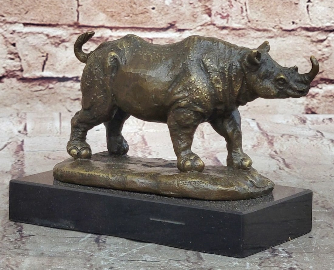 Wild Rhino Inspired Bronze Statue - 4" x 5.5": Wild Rhino Inspired Bronze Statue - 4" x 5.5" Wild Rhino Inspired Bronze Statue - 4" x 5.5" \\Salvador Dalí’s Rhinoceros Bronze Sculpture merges surrealism with wildlife art, trans