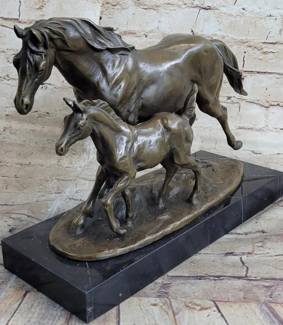 Original Galloping Horses Bronze Sculpture On Marble Base - 10" x 13.5" (1 of 6)