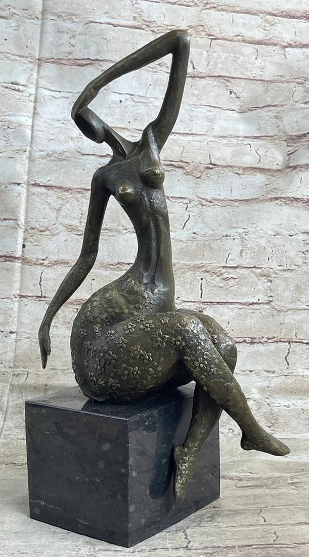 Original Nude Abstract Female Bronze Sculpture - 16" x 9": Original Nude Abstract Female Bronze Sculpture - 16" x 9" An abstract female dancer sculpture. You can just tell this is a powerful dancer in the sharpness of her position. This wonderfully c