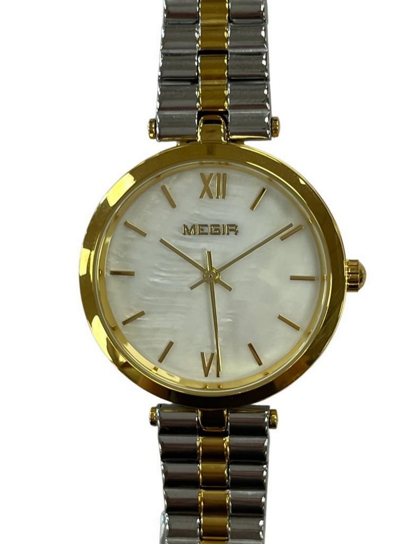 Women's Elegant Silver & Gold Stainless Steel Watch With Mother of Pearl Dial: Women's Elegant Silver & Gold Stainless Steel Watch With Mother of Pearl Dial Introducing the Women's Elegant Silver & Gold Stainless Steel Watch With Mother of Pearl Dial—a truly e