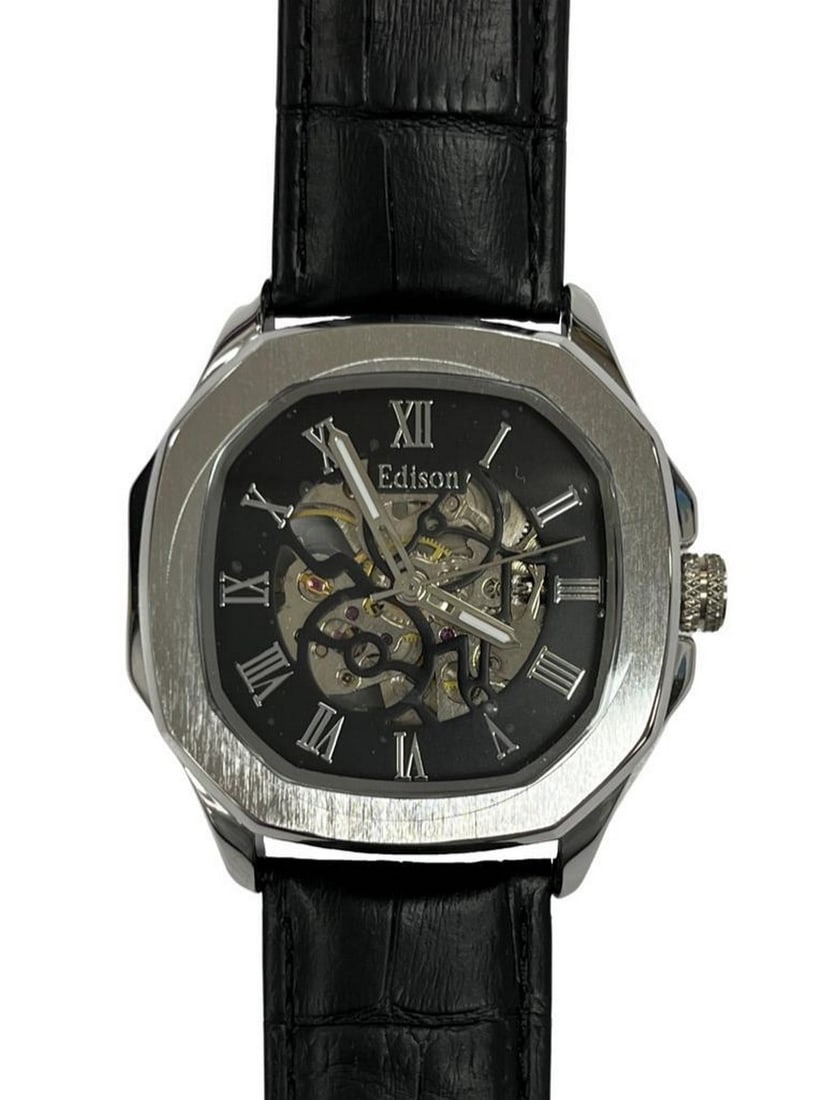 Mens Edison Silver Edition Automatic Steel Dial Chronograph Genuine Leather Band Watch: The Mens Edison Silver Edition Automatic Steel Dial Chronograph Genuine Leather Band Watch Remarkable Precision From A German Hand Made Watch Company That Takes Pride In The Craftsmanship Of There Ti