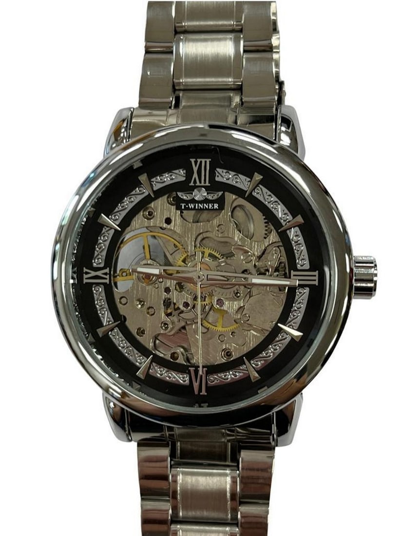Mens Exquisite Stainless Steel Automatic Skeleton Watch (1 of 2)