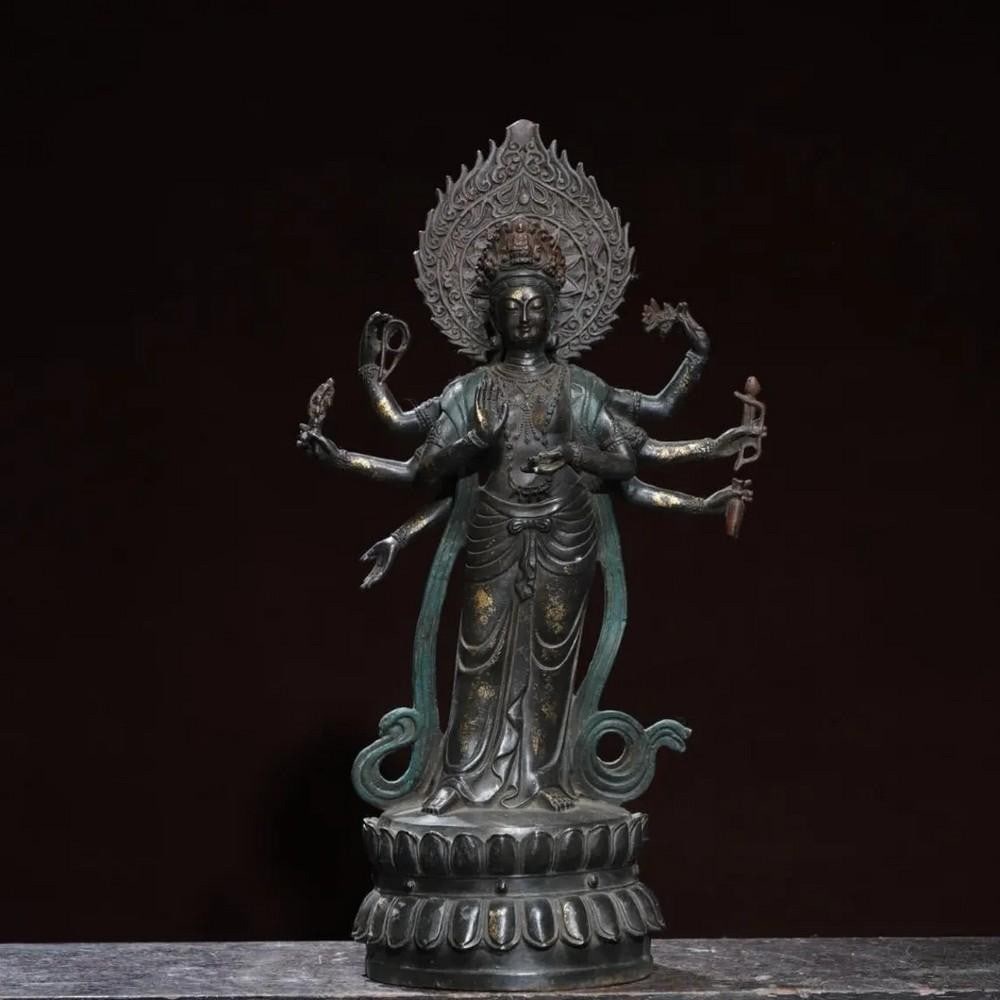 Eight-Armed Guanyin Buddha in Gilded Copper Chinese Statue (1 of 8)