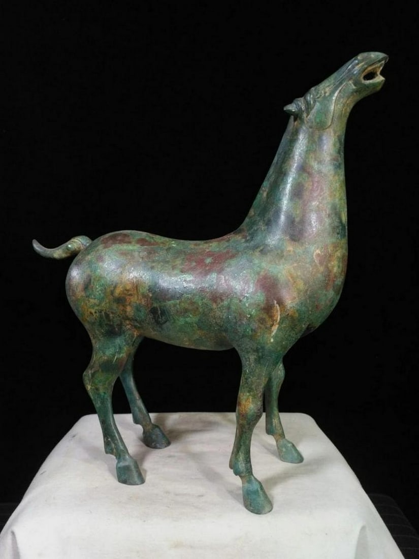 Antique Chinese Rearing Horse Bronze Statue (1 of 7)
