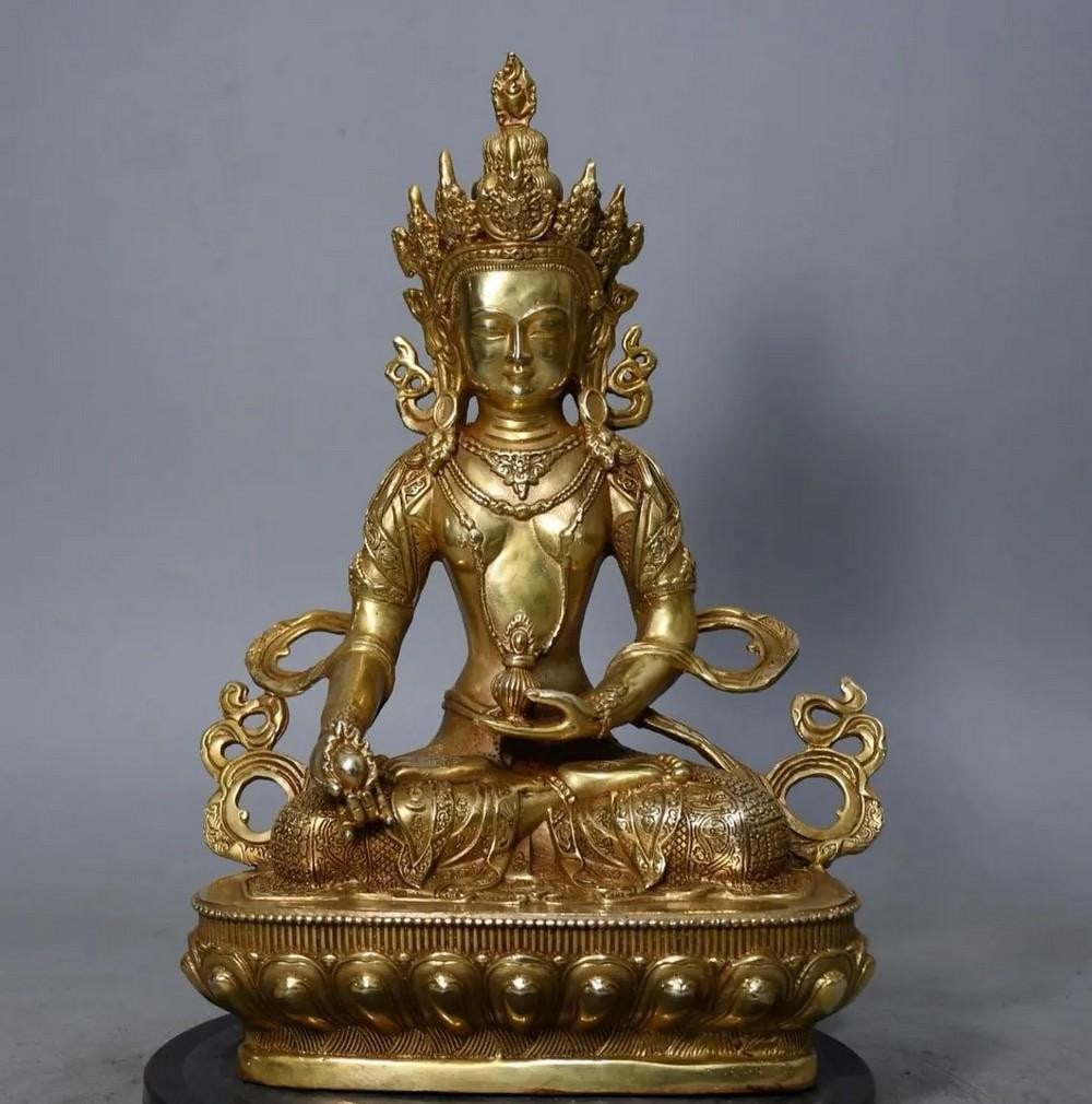 Pure Copper & Gilt Tara Guanyin Buddha Statue (1 of 7)