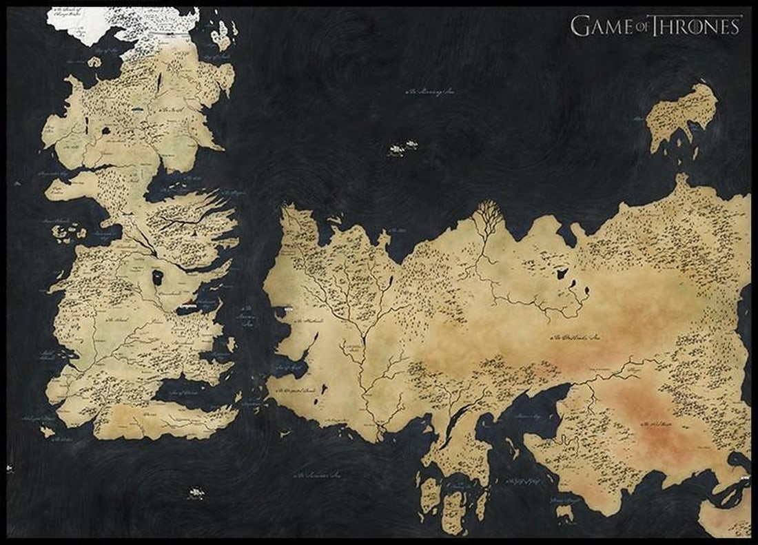 Westeros Map from Game of Thrones Art Print: Westeros Map from Game of Thrones Art Print Game of Thrones print featuring the map of Westeros in landscape format. An amazing print that complements any room and pairs effortlessly with other prints