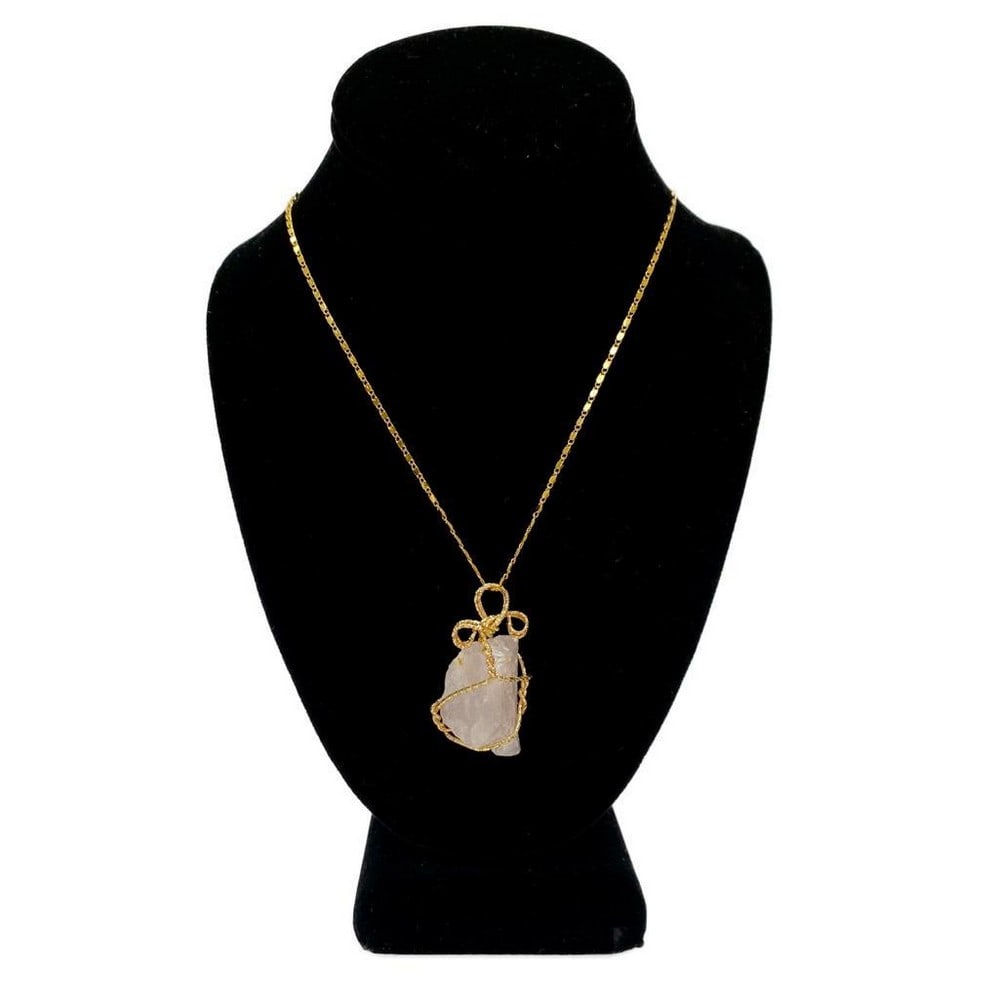 Natural Rose Quartz Reiki Healing Necklace: Natural Rose Quartz Reiki Healing Necklace Stunning wire wrapped natural raw rose quartz reiki healing necklace. Rose quartz is known as the crystal of unconditional love. It's said to boost