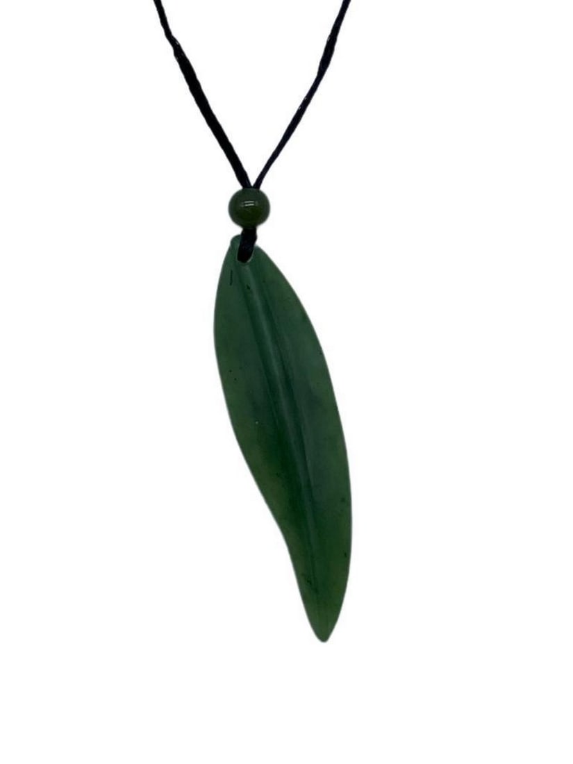 Jade Leaf Pendant Necklace - 2