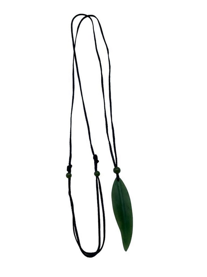 Jade Leaf Pendant Necklace - 4