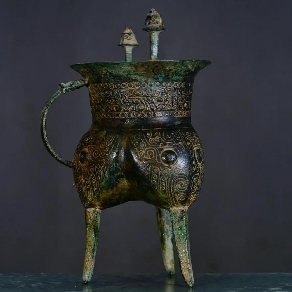 Antique Chinese Bronze Jiasheng Wine Vessel Ornament (1 of 9)