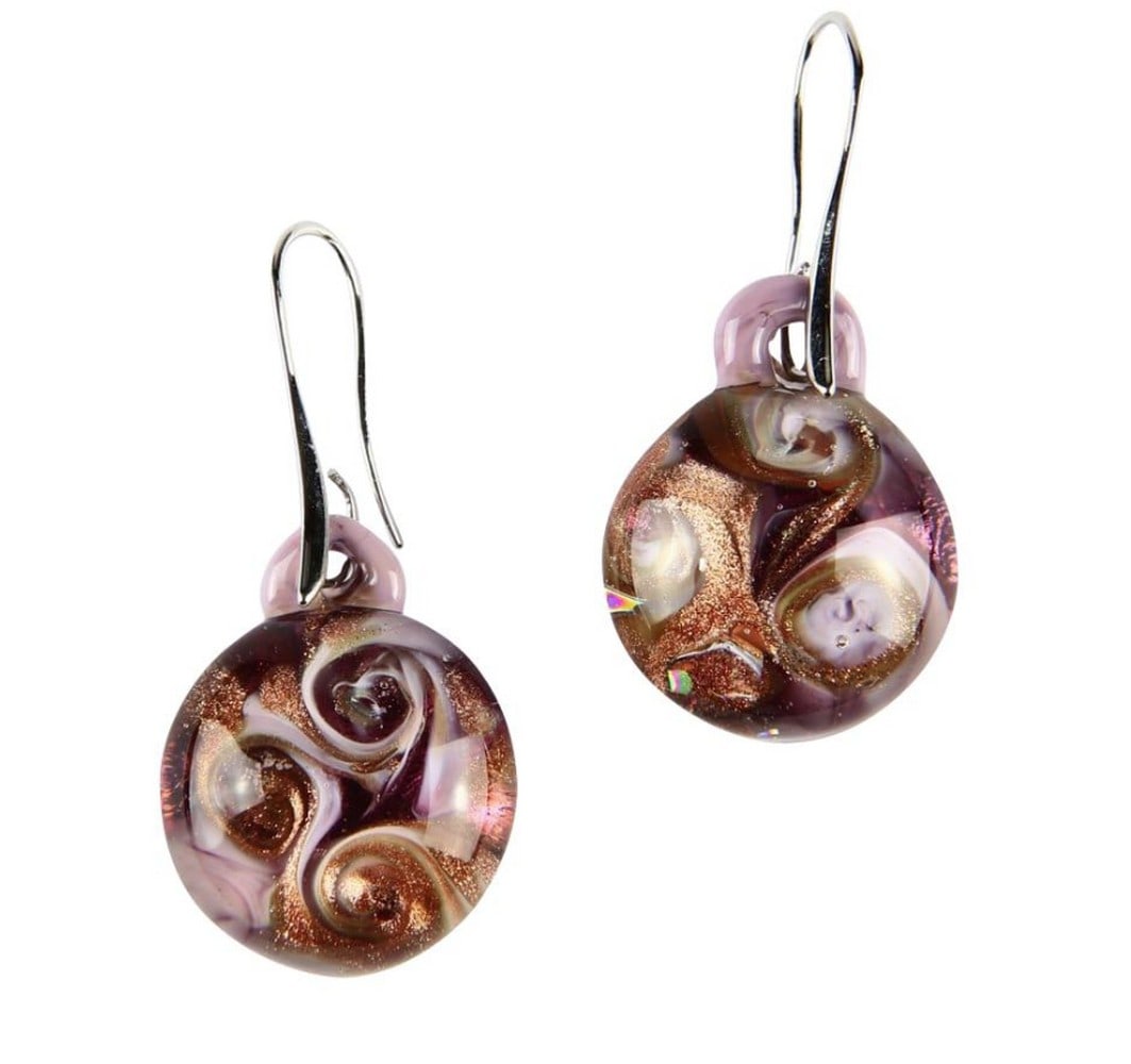 Submerged Pink Glass Earrings: Submerged Pink Glass Earrings Glass earrings submerged in hot modeling technique by lamp working, made of glass. Handmade in Murano glass. Perfect earrings to use everyday during every moment of