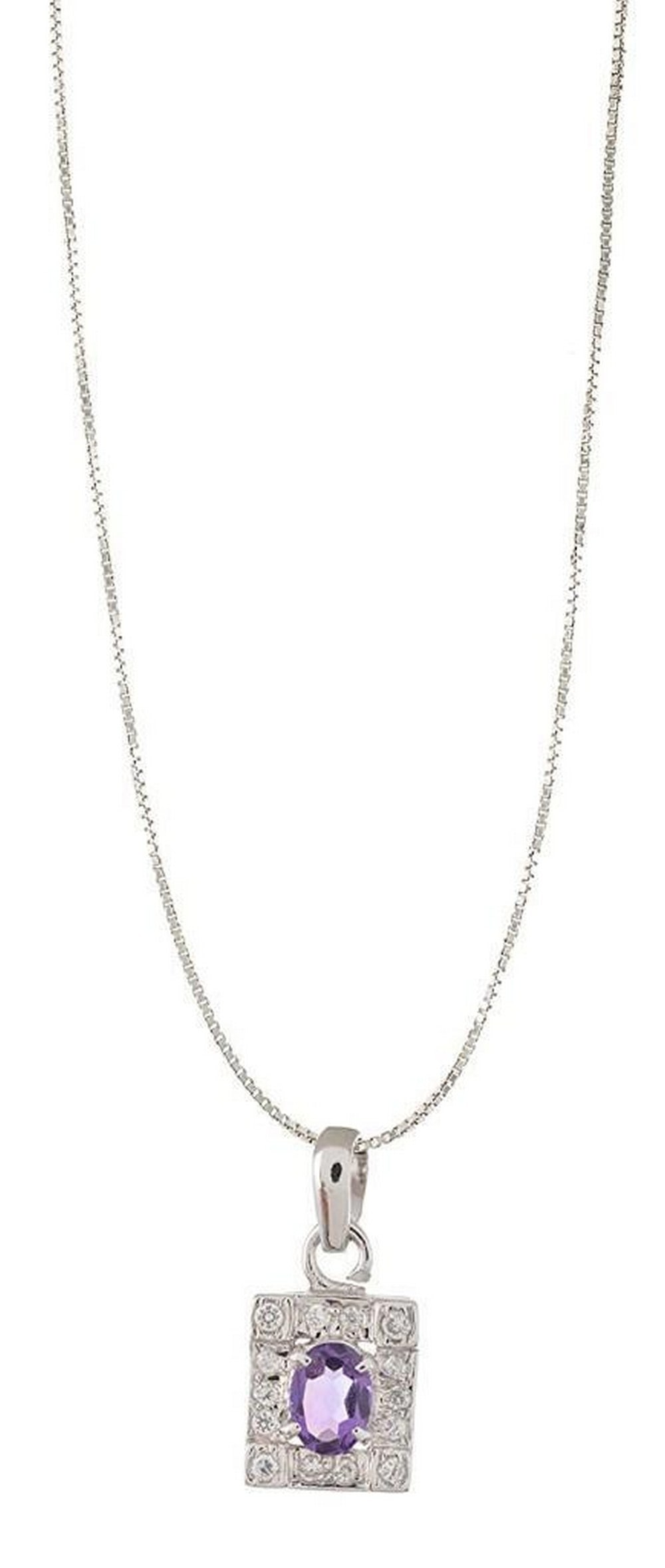 Sterling Silver Pendant: 92.5 Purity Sterling Silver Pendant Set With Amethyst Weight: 2.15g Chain Not Included View Photos For Further Details.