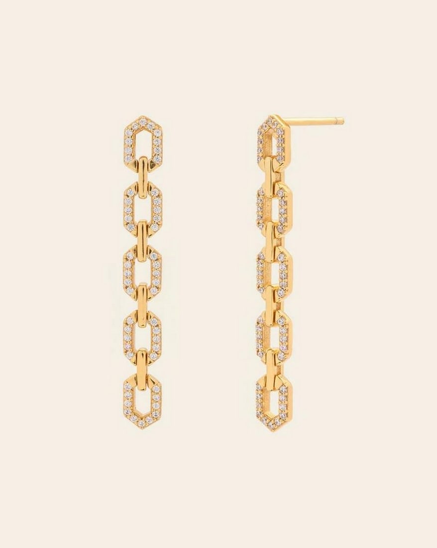 Golden Link Drop Earrings - 2