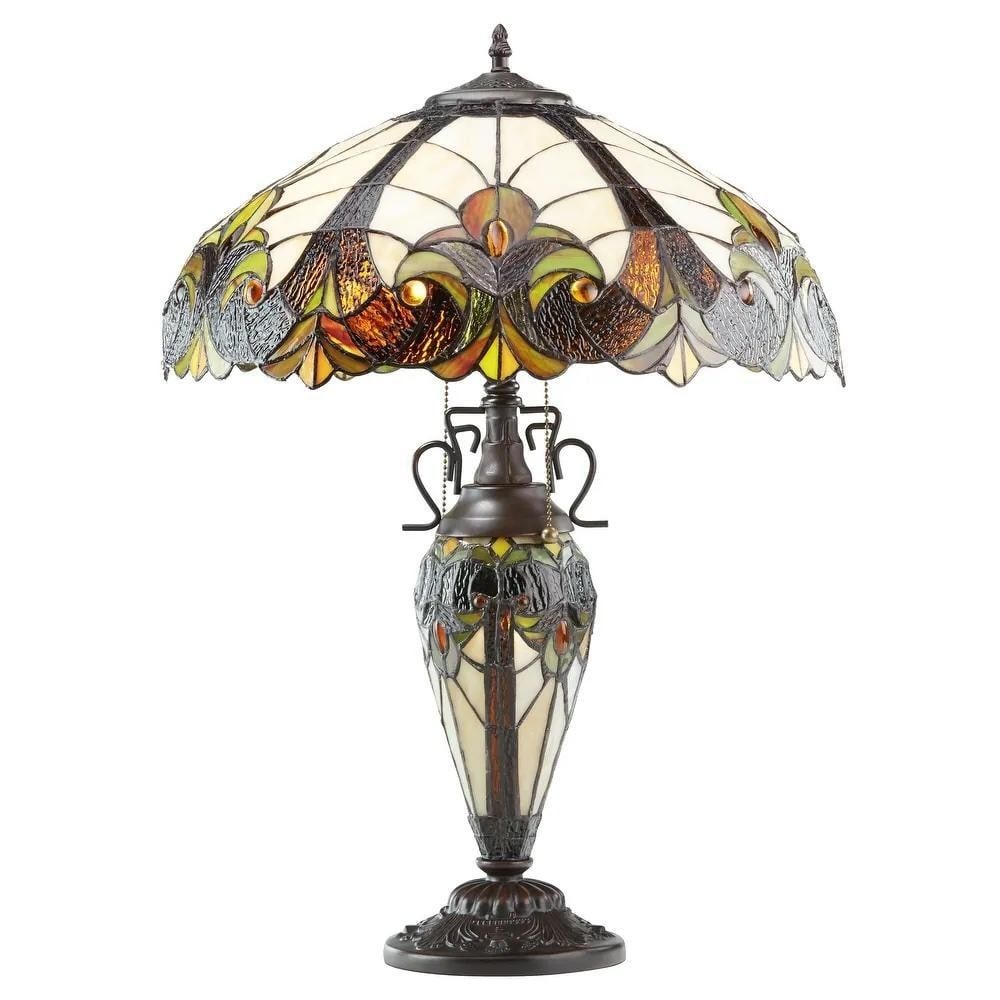 Tiffany-Inspired Double-Lit Urn Table Lamp (1 of 5)