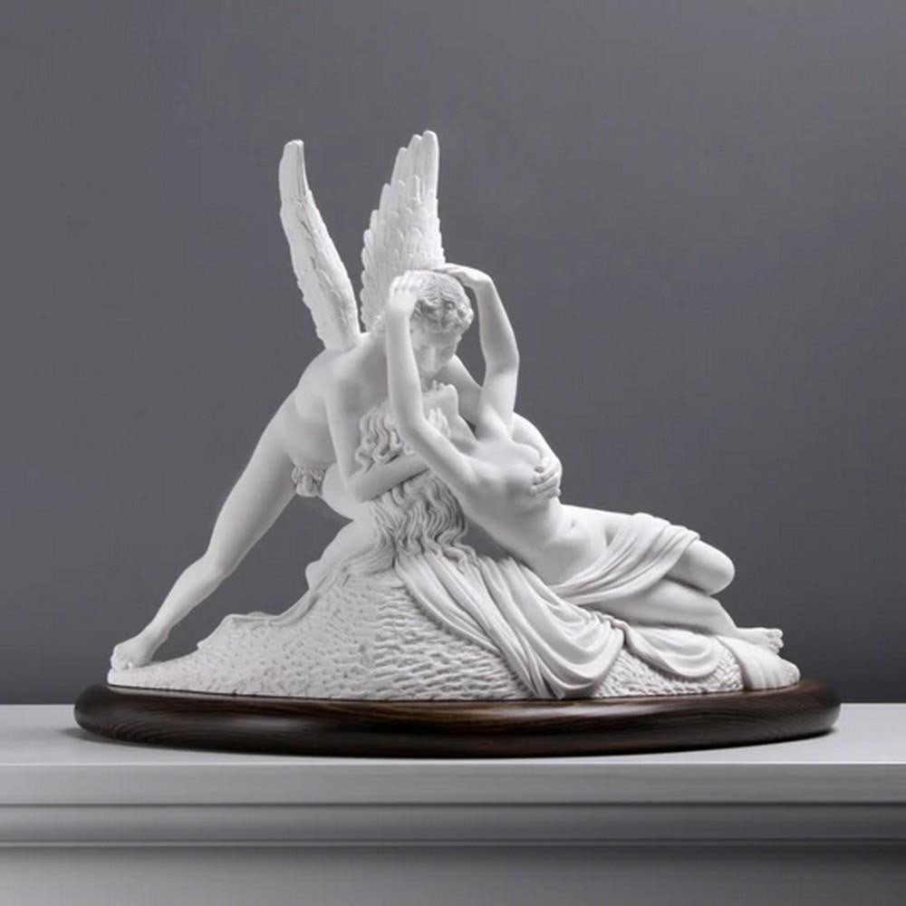 Cupid and Psyche, After Antonio Canova – 8.4 lbs: Cupid and Psyche, After Antonio Canova – 8.4 lbs This sculpture captures the intimate moment of Cupid reviving Psyche with a kiss, inspired by the celebrated Neoclassical work of Antonio Canova.