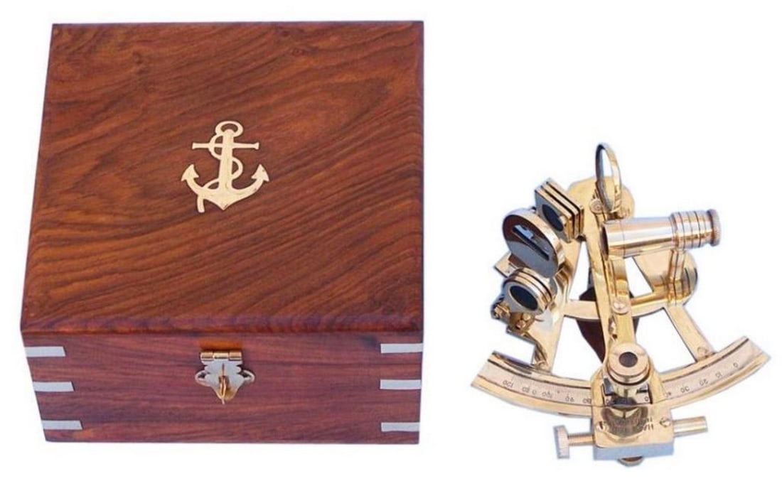Captain's Brass Sextant: Captain's Brass Sextant This premium quality Captain's Sextant is a beautiful full-scale reproduction of the British Captain's 6-inch radius vernier readout brass nautical sextant. The