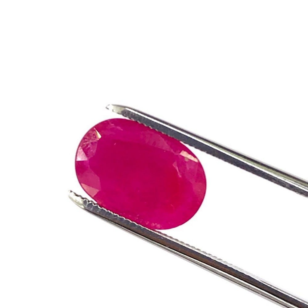 3.61ct Faceted Oval Ruby Gemstone: Faceted Oval Ruby Rubies are often associated with wealth and prosperity. Many ancient crowns were decorated with rubies, because they represented good fortune and courage. The ruby's deep red co