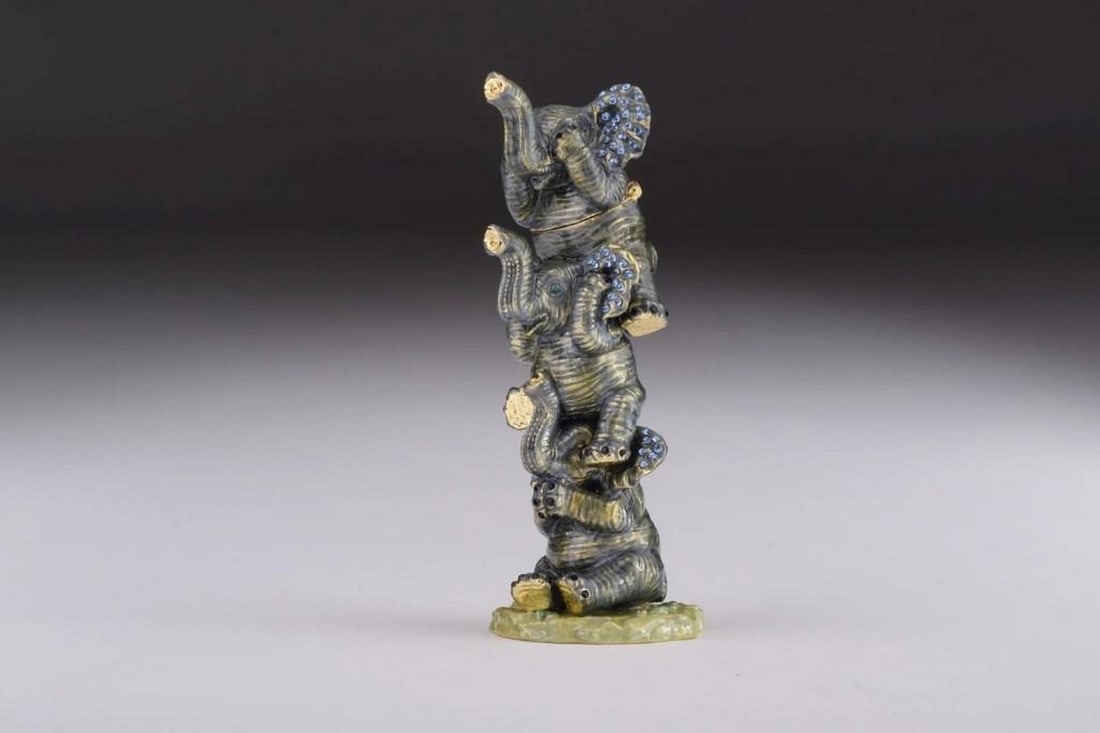 Three Elephant Trinket Box - 3