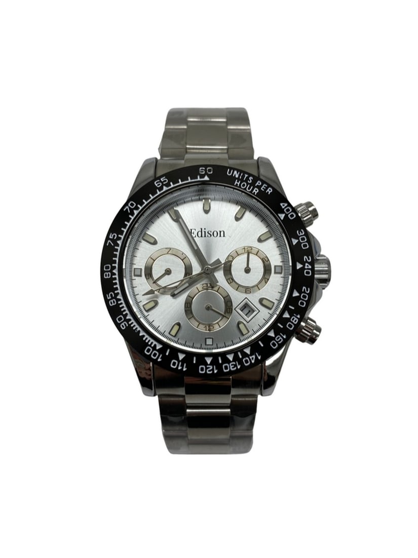 Edison Stainless Steel Gloss Finish & Stainless Steel Link Chronograph Watch (1 of 4)