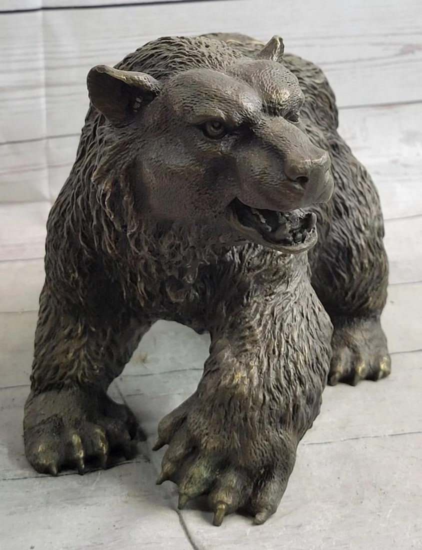 Fierce Bear Bronze Sculpture - 3