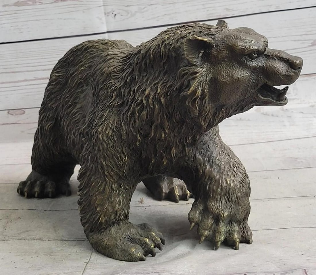 Fierce Bear Bronze Sculpture - 4