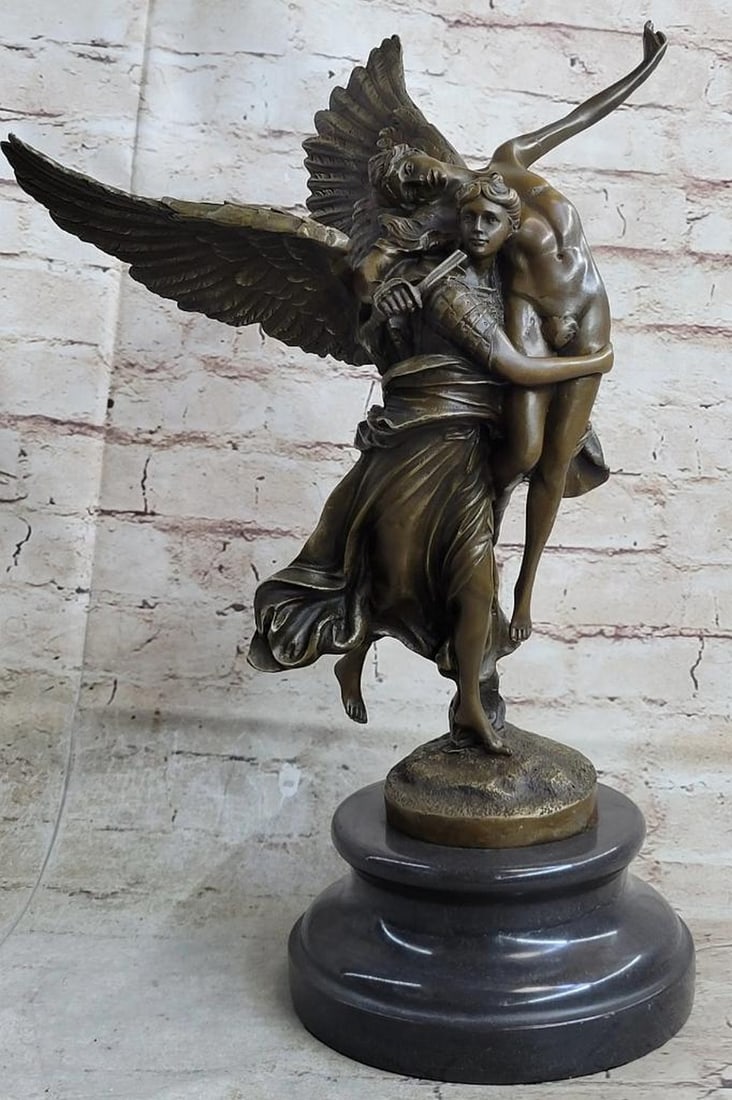 Mercie Inspired Protector of Life Angel Bronze Sculpture On Marble Base - 17" x 11" (1 of 6)