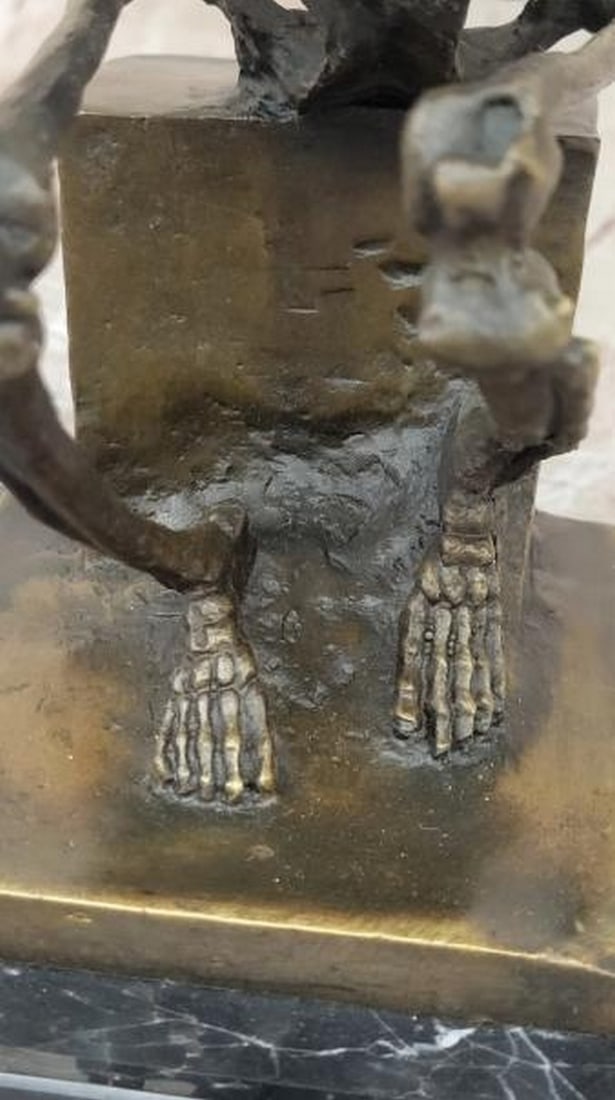 Skeleton Thinker Bronze Sculpture - 7