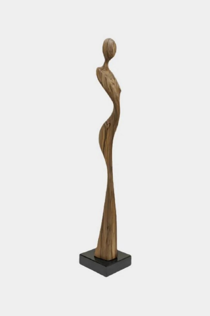 Flow of Grace: Abstract Wooden Form: Flow of Grace: Abstract Wooden Form This stunning hand-carved wooden sculpture showcases the elegance of minimalist abstraction. With fluid curves and a slender silhouette, the piece evokes a serene h