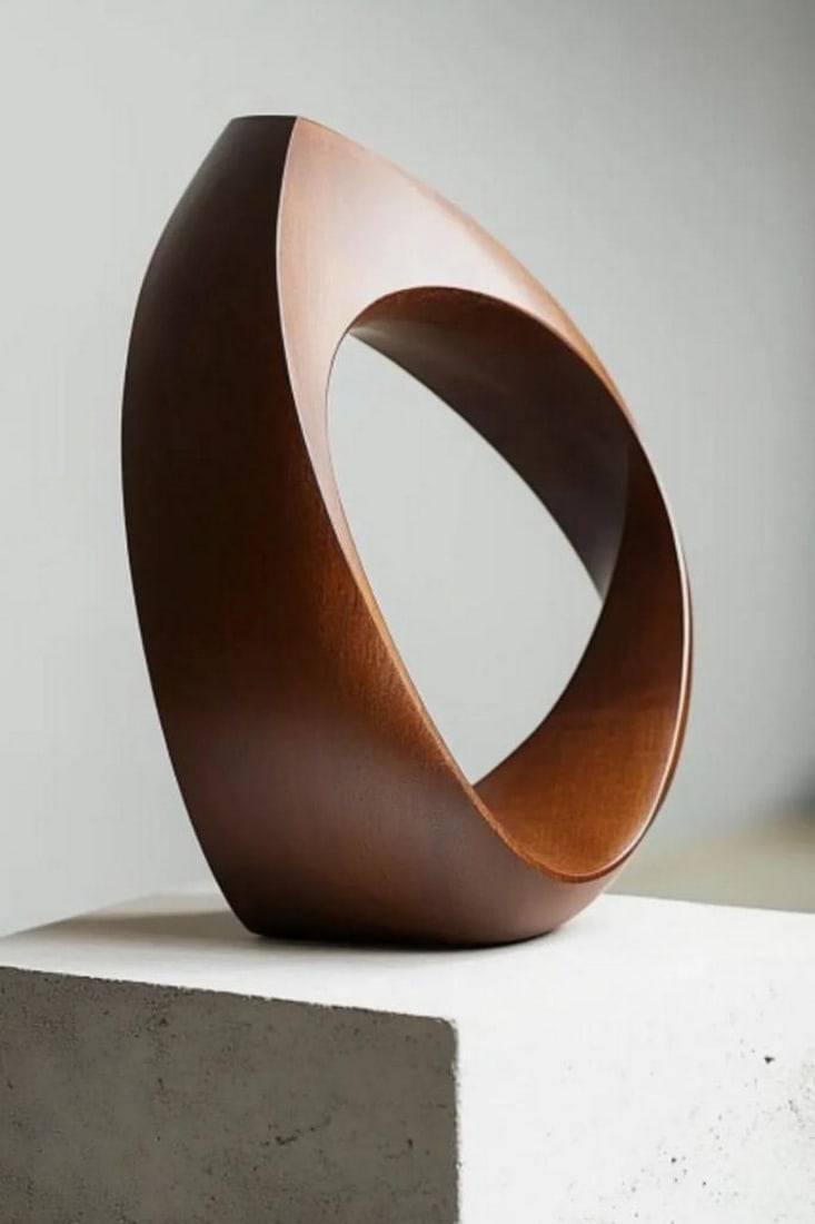 Triangular Loop Wooden Sculpture - 2