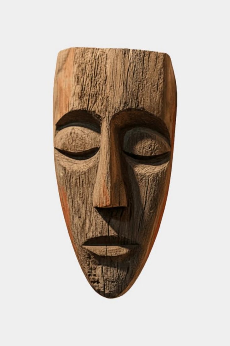 Carved Serenity Mask Sculpture (1 of 2)