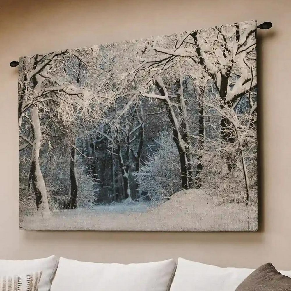 Snowy Tranquil Forest Wall Tapestry - 3