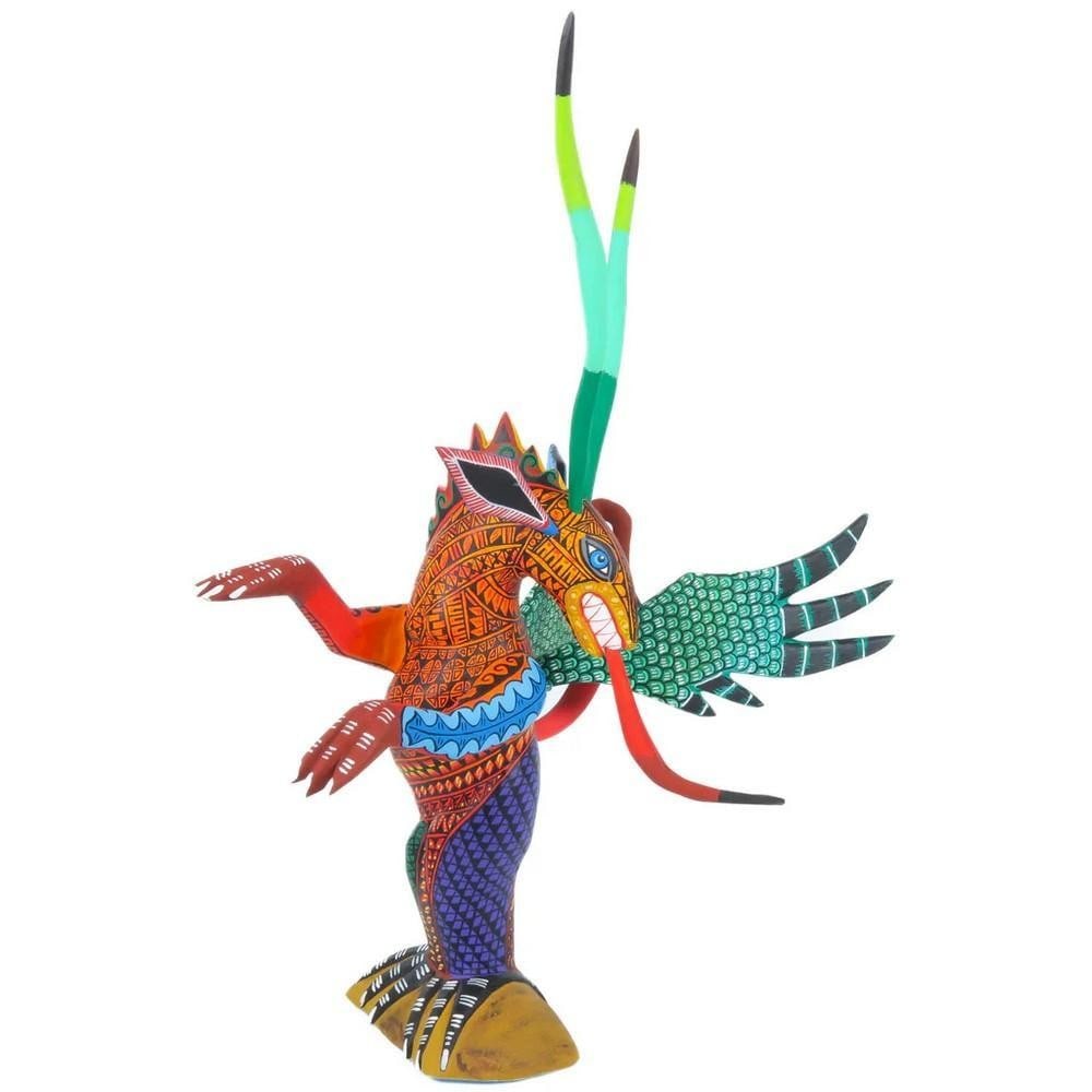Zapotec Dragon – Masterpiece Alebrije by the Ramirez Family: Zapotec Dragon – Masterpiece Alebrije by the Ramirez Family Unleash the spirit of Oaxacan folklore with this exceptional Zapotec Dragon alebrije, hand-carved by the celebrated Ramirez family. Sculpt