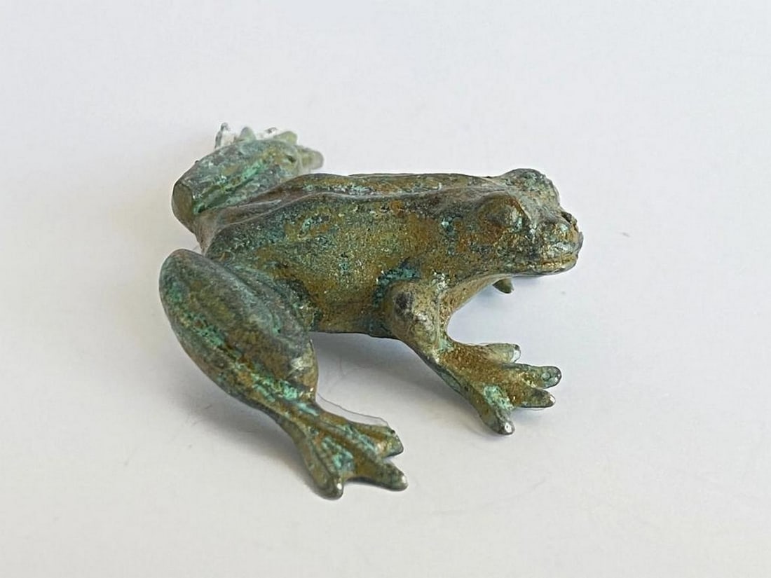 Aged Copper Frog Statuette - (0.9lbs) - 2